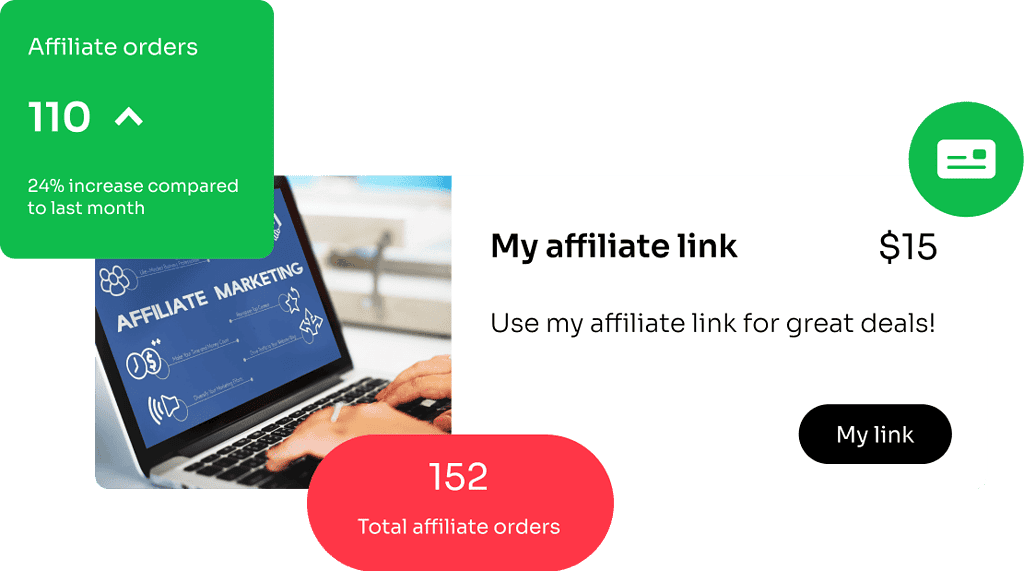 Sell affiliate products on bio link page